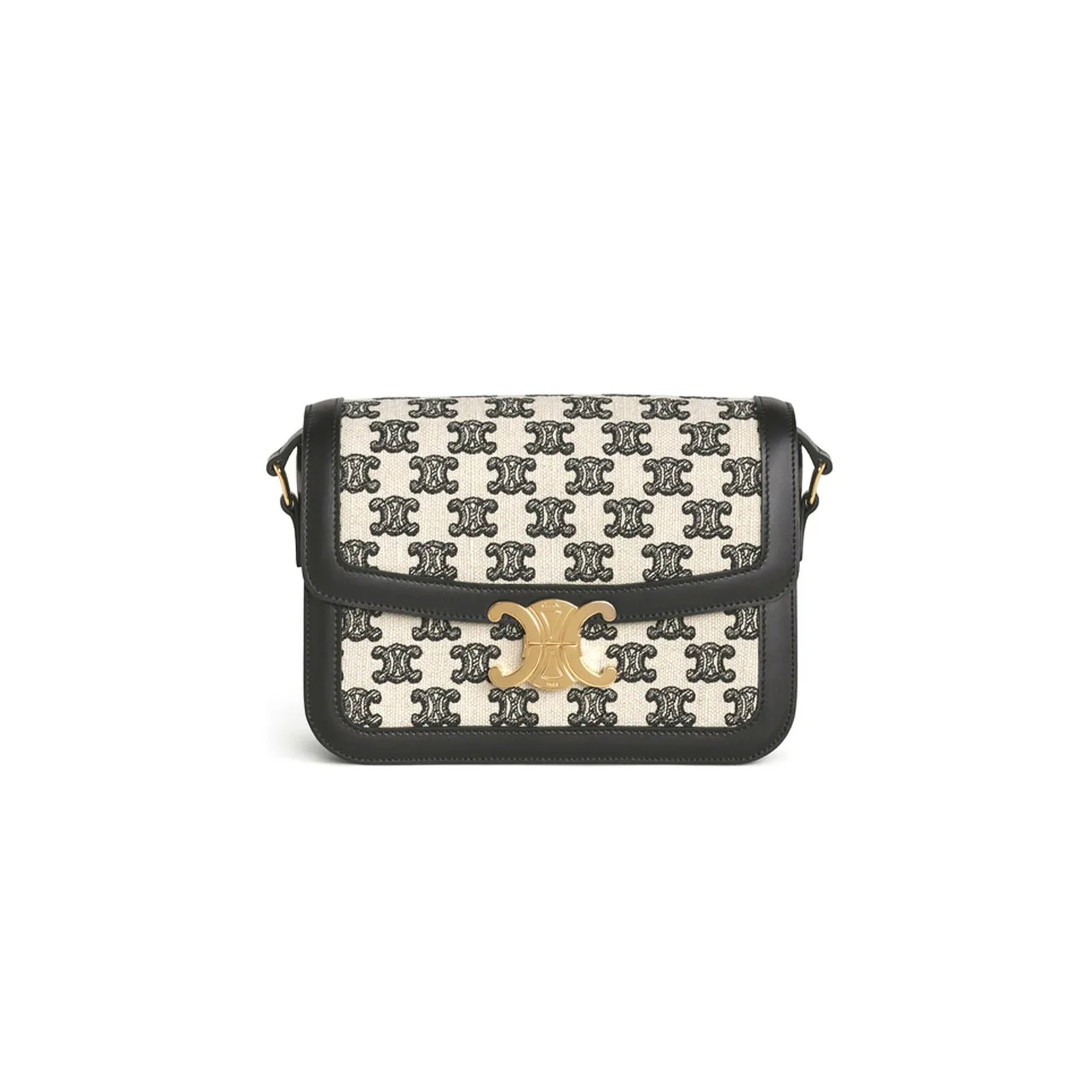 CELINE MEDIUM CLASSIQUE TRIOMPHE BAG IN FABRIC AND CALFSKIN 191242DBA.38NO (22.5*16.5*7.5cm)